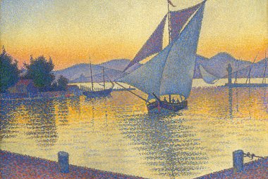 Paul Signac: Der Hafen bei Sonnenuntergang, Opus 236 (Saint-Tropez), 1892 © Sammlung Hasso Plattner, Museum Barberini, Potsdam