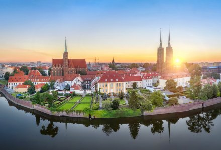 Blick auf die Dominsel in Breslau